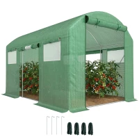 Outsunny 9.8 x 6.6ft Walk-In Polytunnel Greenhouse - Green(m-10)