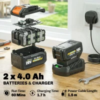 Outsunny Cordless Strimmer with 2 x 4.0Ah Lithium Batteries & Charger, 2-in-1 Lightweight Cordless Grass Trimmer and Lawn Edger(m-6)