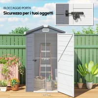 Outsunny Casetta da giardino, 1,1m², con tetto a due falde, 133 x 102 x 180/208 cm, Grigio scuro(m-7)