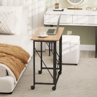 HOMCOM Small Folding Desk, 80 cm Foldable Computer Desk on Wheels for Small Space, Easy Assembly, Space Saving Writing Table for Home Office, Bedroom, Natural Tone(m-7)