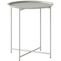 Outsunny Steel Removable Tray Top Garden Table - White(m-1)