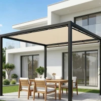 Outsunny Sun Shade Sail UV Protection Canopy with Stainless Steel Eyelets for Patio Garden 3 x 3.6 m Beige(m-2)