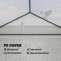 Outsunny Small Greenhouse with Raised Garden Bed, Galvanised Walk-in Greenhouse with Roll Up Windows, 141 x 141 x 190 cm, White(m-6)