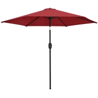 Outsunny 2.6 m Garden Parasol Umbrella with Aluminium Pole, Outdoor Patio Umbrella with Tilt and Crank, Vent, Wine Red(m-11)