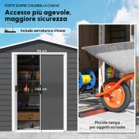 Outsunny Capanno per attrezzi in metallo, resistente alle intemperie e antiruggine, richiudibile,  2,40 x 2,06 x 1,98 m, Grigio scuro(m-6)