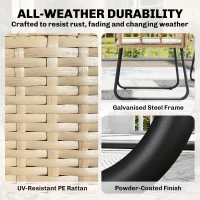 Outsunny 4 Piece Rattan Garden Furniture Set, Outdoor Patio Furniture with Loveseat, Armchairs and Coffee Table(m-5)