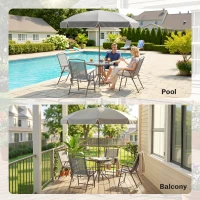 Outsunny 6 Piece Garden Dining Set with Umbrella, Patio Sets with Parasol, 4 Folding Dining Chairs, Dark Grey(m-8)