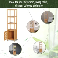 HOMCOM Szafka łazienkowa z 3 otwartymi półkami, naturalna(m-6)