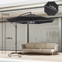 Outsunny 3 m Overhanging Cantilever Parasol, with Cross Base - Black(m-3)