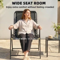 Outsunny Folding Garden Chairs Set of 4, Outdoor Dining Chairs with Wide Texteline Seat, High Back and Armrests, Black(m-7)