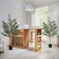 HOMCOM Conjunto de 2 Plantas Artificiais de Louro 150 cm Plantas Artificiais Decorativas Grande Verde(m-2)