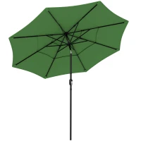 Outsunny Garden Parasol, Parasol Umbrella with 3-tier Roof, Crank Handle, Tilt Function, Polyester Canopy, Green(m-11)