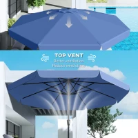 Outsunny 3 m Garden Parasol with Tilt Mechanism & Crank Handle, UPF 30+ Patio Umbrella Outdoor Table Umbrella, Dark Blue(m-8)