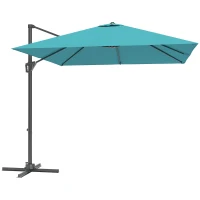 Outsunny Patio Offset Parasol Umbrella - Blue(m-10)