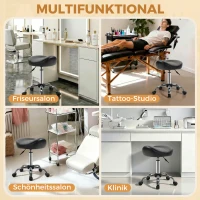 HOMCOM Salonhocker mit Sattelsitz, höhenverstellbar, Kunstleder, 48x48x54-69cm, Schwarz(m-7)