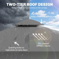 Outsunny 3 x 3 m Outdoor Garden Gazebo with Post Shelves, UPF50+ Double Roof Patio Permanent Pavilion, Grey(m-4)