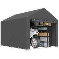Outsunny 6.6 x 7.8ft Outdoor Garden Storage Shed, Waterproof Bike Tent with Roll-up Zipper Door, Galvanised Metal Frame, Portable Shed Shelter Carport for Motorcycle Garden Tools, Dark Grey(m-10)