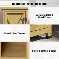 Outsunny Wooden Garden Shed, Garden Tool Storage Shed with Metal Top and Shelf, Light Brown(m-5)