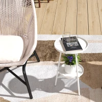 Outsunny Two-Tier Metal Garden Table - White(m-9)