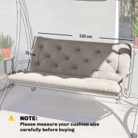 Outsunny Garden Bench Cushion, 2 Seater Swing Chair Cushion, Seat Pad with Ties for Indoor and Outdoor Use, 110 x 120 cm(m-3)
