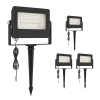 Outsunny 32W LED Floodlights, Linkable 4-Pack Landscape Lighting with Remote Control, RGB Colour Changing, UK Plug, Black