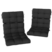 Outsunny 2-Piece Seat Cushion Replacement with Backrest, Garden Patio Chair Cushions Set with Ties, Black(m-10)