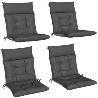 Outsunny Patio Chair Cushions Set of 4, Waterproof Non-Slip Lounge Chair Cushions, 112x53cm, Dark Grey(m-1)