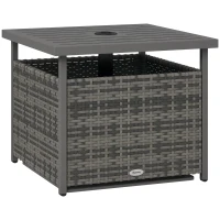 Outsunny Outdoor Rattan Wicker Coffee Table w/ Umbrella Hole Suitable for Garden Garden(m-10)