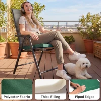 Outsunny Set of 6 Chair Cushion Seat Pads Dining Chair w/ Straps, Indoor Outdoor Removable Tie On Garden Patio, Green(m-4)
