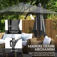 Outsunny Patio Offset Parasol Umbrella - Dark Grey(m-6)