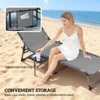 Outsunny Five-Position Reclining Sun Loungers Set of 2 - Grey(m-6)