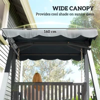 Outsunny 2 Seater Garden Swing Seat with Canopy, Wooden Swing Chair, Outdoor Hammock Bench for Balcony Patio Porch, Grey(m-4)