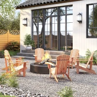 Outsunny Cadeira Adirondack de Madeira Cadeira de Jardim com Apoio para os Braços Encosto Alto para Terraço Balcão Exterior 72,5x97x96 cm Natural(m-9)