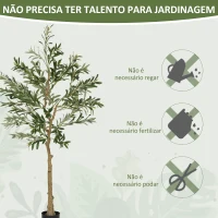 HOMCOM Conjunto de 2 Oliveiras Artificiais de 150 cm Plantas Artificiais Decorativas Grande Árvores Artificiais de Interior Verde(m-7)
