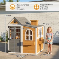 AIYAPLAY Casetta per Bambini da Esterno in Legno, Casa per Bambini Esterno/Interno con Porta, Finestre e 3 Fioriere, Giallo(m-3)