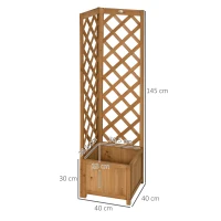 Outsunny Wooden Planter with Corner Trellis, Freestanding Raised Garden Bed with Drainage Bottom, Outdoor Planter Box, Brown(m-3)