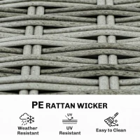 Outsunny 4 Seater Rattan Dining Set with Parasol, 6 Piece Garden Table and Stackable Chairs with Tempered Glass Tabletop(m-7)