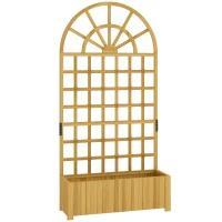 Outsunny Wooden Raised Planter with Trellis, Raised Bed for Garden with Lattice and Drainage Holes for Climbing Plants(m-1)