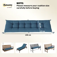 Outsunny Sun Lounger Cushion, Memory Foam Patio Chair Cushion with Ties, Outdoor Seat Pad Fits 190 x 60 cm Lounger, Blue(m-3)