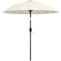 Outsunny 2 m Shanghai Garden Parasol Umbrella with 16 Fibreglass Ribs, Outdoor Parasol Sun Shade with Crank & Tilt, Cream White