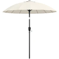 Outsunny 2 m Shanghai Garden Parasol Umbrella with 16 Fibreglass Ribs, Outdoor Parasol Sun Shade with Crank & Tilt, Cream White(m-1)