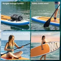 Outsunny Zestaw deski do paddleboardingu 305 cm dmuchana deska SUP z aluminiowym wiosłem, odpinanym statecznikiem, smyczą na kostkę(m-6)