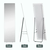 HOMCOM Lustro stojące, lustro ścienna w całości, stop aluminium, 45 cm x 37 cm x 158,5 cm, srebrny(m-4)