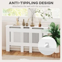 Rozkładana osłona na grzejnik z półką, lamelowa, biała(m-6)