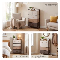 HOMCOM Kommode mit 5 faltbaren Stoffschubladen, Ablage, stabiler Stahlrahmen, 58 x 29 x 99 cm(m-8)