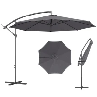 Outsunny 3 m Overhanging Cantilever Parasol, with Cross Base - Grey(m-11)