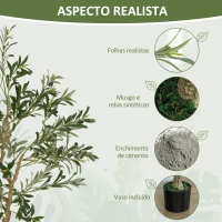 HOMCOM Conjunto de 2 Oliveiras Artificiais de 150 cm Plantas Artificiais Decorativas Grande Árvores Artificiais de Interior Verde(m-4)