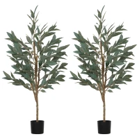 HOMCOM Conjunto de 2 Plantas Artificiais de Louro 150 cm Plantas Artificiais Decorativas Grande Verde(m-10)