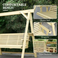 Outsunny Three-Seater Wooden Swing Bench(m-7)