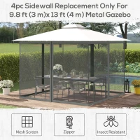 Outsunny 352 x 207cm Universal Replacement Mesh Sidewall Netting for Patio Gazebos and Canopy Tents, (Sidewall Only) Dark Grey(m-4)